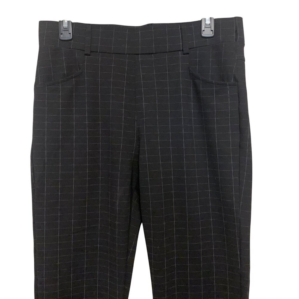 KAY UNGER Black Checkered Pull On Stretch Black Dress Pant Sz L Office Siren